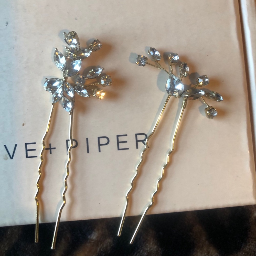 Two Olive and Piper bridal hair pins